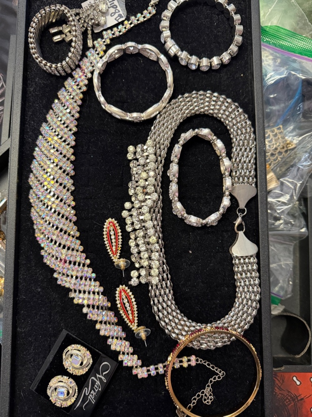 Rhinestone Statement Necklaces and Bracelets Lot of 10